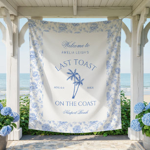 Letzten Toast am Coast Beach Palm Blue Floral Wandteppich