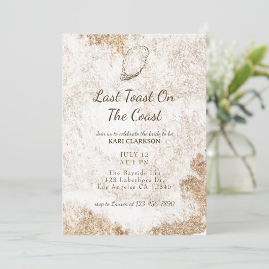 Letzten Toast am Strand Bachelorette Einladung (Stehend Vorderseite)