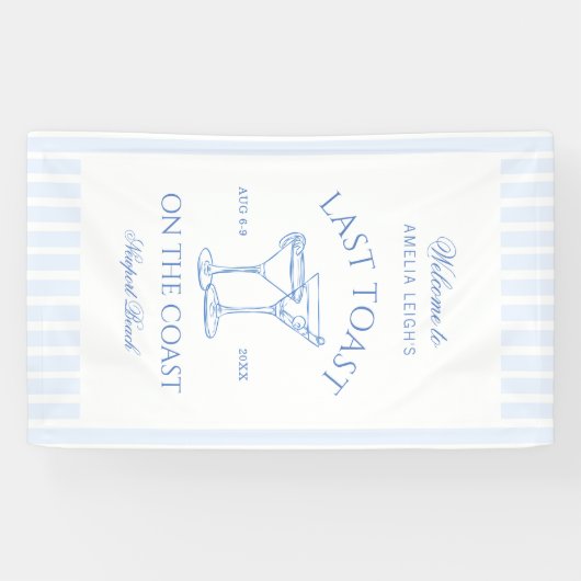 Letzten Toast am Strand Blue Bachelorette Banner (Horizontal)