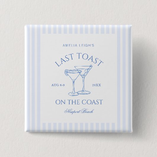 Letzten Toast am Strand Blue Bachelorette Button (Vorderseite)