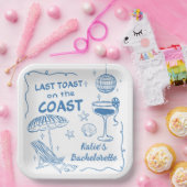 Letzten Toast am Strand Blue Bachelorette Pappteller (Party)