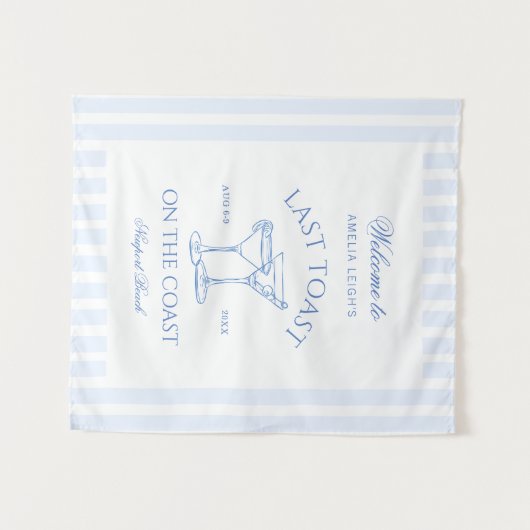 Letzten Toast am Strand Blue Bachelorette Wandteppich (Vorderseite (Horizontal))