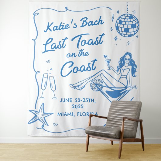 Letzten Toast am Strand Blue Bachelorette Wandteppich (Beispiel)