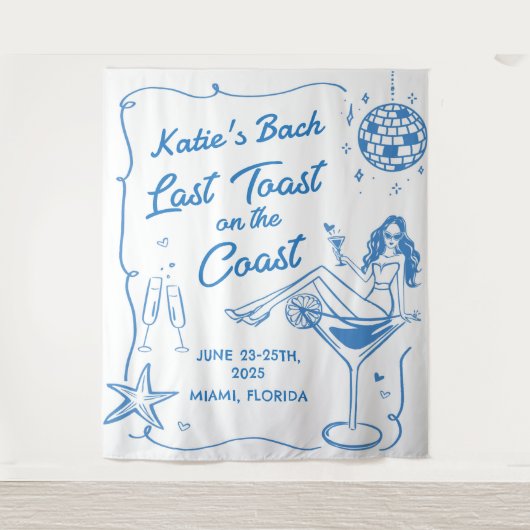 Letzten Toast am Strand Blue Bachelorette Wandteppich (Vorderseite)