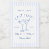 Letzten Toast am Strand Blue Bachelorette Weinetikett (Einzelnes Label)
