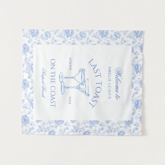 Letzten Toast am Ufer der Blue Floral Wandteppich (Vorderseite (Horizontal))