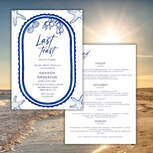 Letzten Toast am Wochenende am Strand Bechelorette Einladung