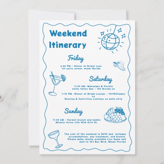 Letzten Toast am Wochenende des Küstenbachelorette Einladung (Rückseite)