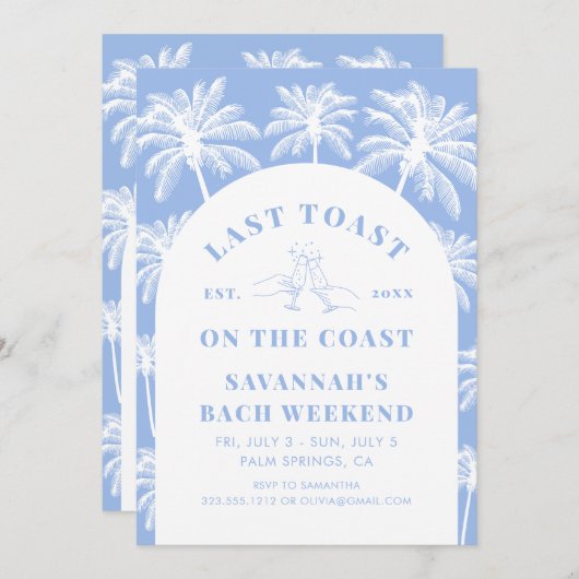 Letzten Toast am Wochenende des Küstenbachelorette Einladung (Vorne/Hinten)