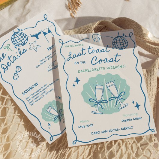 Letzten Toast am Wochenende des Küstenbachelorette Einladung