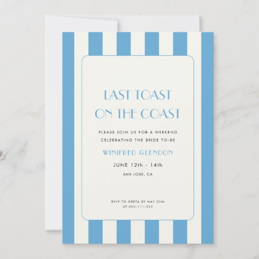 Letzten Toast am Wochenende des Küstenbachelorette Einladung (Vorderseite)