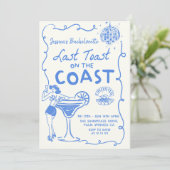 Letzten Toast am Wochenende des Küstenbachelorette Einladung (Stehend Vorderseite)