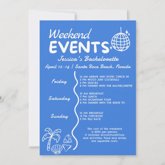 Letzten Toast am Wochenende des Küstenbachelorette Einladung (Rückseite)