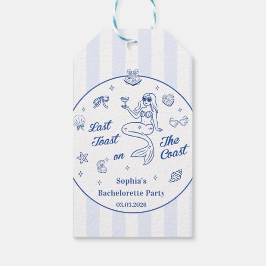 Letzten Toast am Wochenende des Küstenbachelorette Geschenkanhänger (Rückseite)