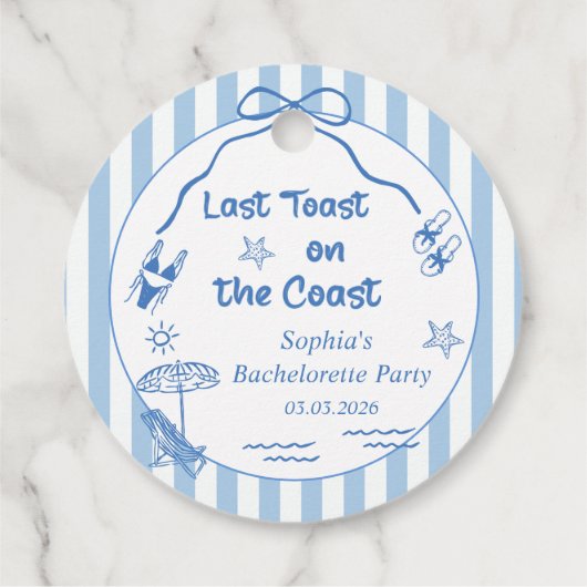 Letzten Toast am Wochenende des Küstenbachelorette Geschenkanhänger (Rückseite)