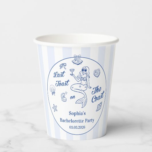 Letzten Toast am Wochenende des Küstenbachelorette Pappbecher (Rückseite)
