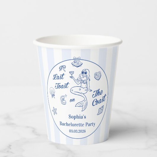 Letzten Toast am Wochenende des Küstenbachelorette Pappbecher (Vorderseite)