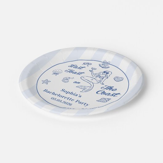 Letzten Toast am Wochenende des Küstenbachelorette Pappteller (Schrägansicht)