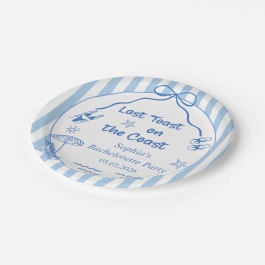 Letzten Toast am Wochenende des Küstenbachelorette Pappteller (Schrägansicht)
