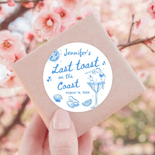 Letzten Toast am Wochenende des Küstenbachelorette Runder Aufkleber