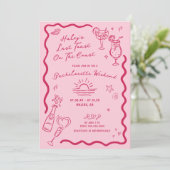 Letzten Toast am Wochenende des rosa Bachelorette- Einladung (Stehend Vorderseite)