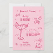 Letzten Toast am Wochenende des rosa Bachelorette- Einladung (Rückseite)