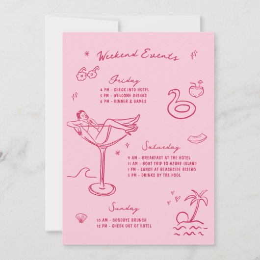 Letzten Toast am Wochenende des rosa Bachelorette- Einladung (Rückseite)