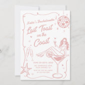 Letzten Toast am Wochenende des rosa Bachelorette- Einladung (Vorderseite)