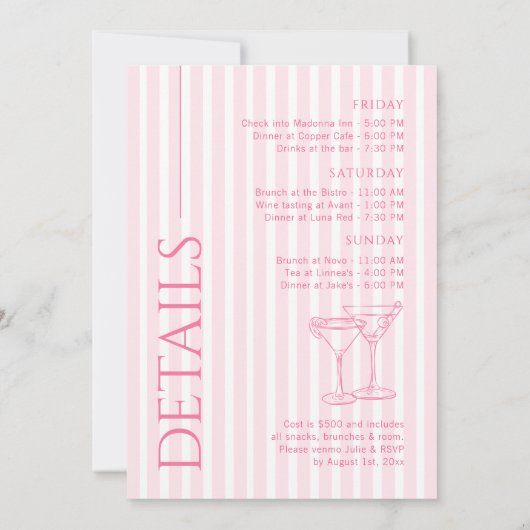 Letzten Toast am Wochenende des rosa Bachs Einladung (Rückseite)