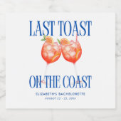 Letzten Toast an der Küste Aperol Spritz Bachelore Alkoholflaschenetikett (Einzelnes Label)