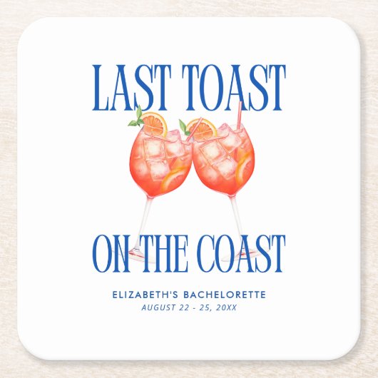 Letzten Toast an der Küste Aperol Spritz Bachelore Rechteckiger Pappuntersetzer (Vorderseite)