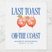 Letzten Toast an der Küste Aperol Spritz Bachelore Weinetikett (Einzelnes Label)