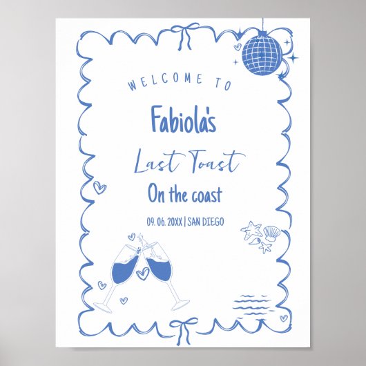 Letzten Toast an der Küste Bachelorette Begrüßungs Poster (Vorne)