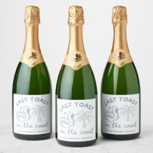 Letzten Toast an der Küste Bachelorette Champagne Schaumweinetikett