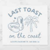Letzten Toast an der Küste Bachelorette Champagne Schaumweinetikett (Einzelnes Label)