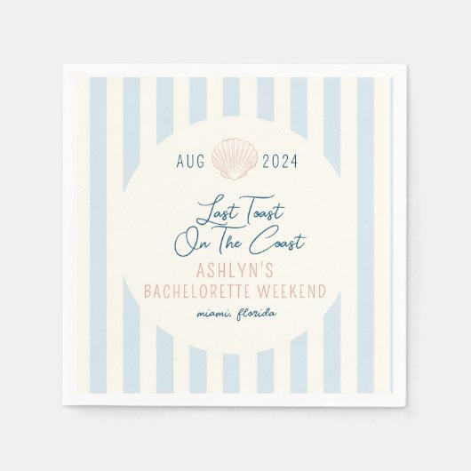 Letzten Toast an der Küste Bachelorette Napkins Serviette (Vorderseite)