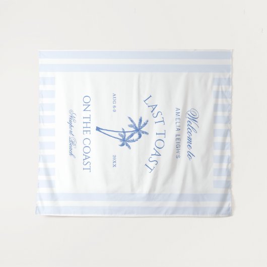 Letzten Toast an der Küste Blue Palm Bachelorette Wandteppich (Vorderseite (Horizontal))