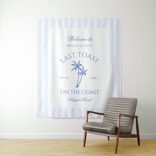 Letzten Toast an der Küste Blue Palm Bachelorette Wandteppich (Beispiel)