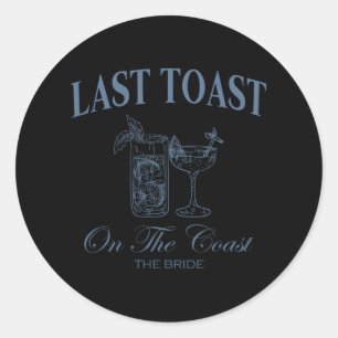 Letzten Toast an der Küste der Bride Beach Bachelo Runder Aufkleber