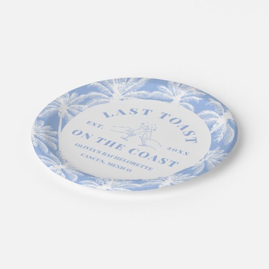 Letzten Toast an der Küste Strand Bachelorette Pappteller (Schrägansicht)