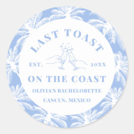 Letzten Toast an der Küste Strand Bachelorette Runder Aufkleber