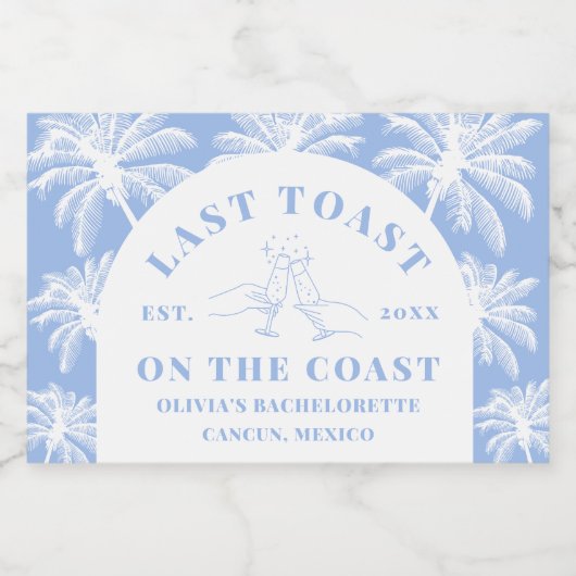 Letzten Toast an der Küste Strand Bachelorette Schaumweinetikett (Einzelnes Label)
