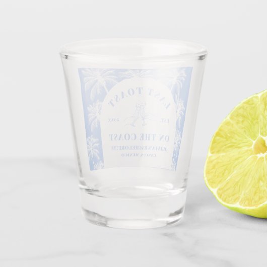 Letzten Toast an der Küste Strand Bachelorette Schnapsglas (Rückseite)