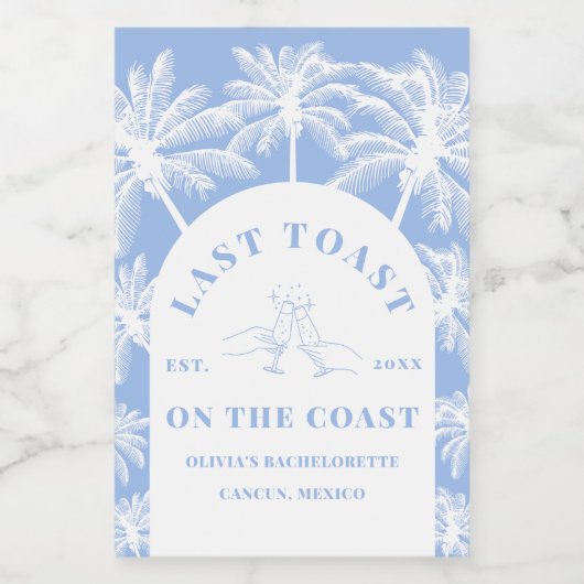 Letzten Toast an der Küste Strand Bachelorette Weinetikett (Einzelnes Label)