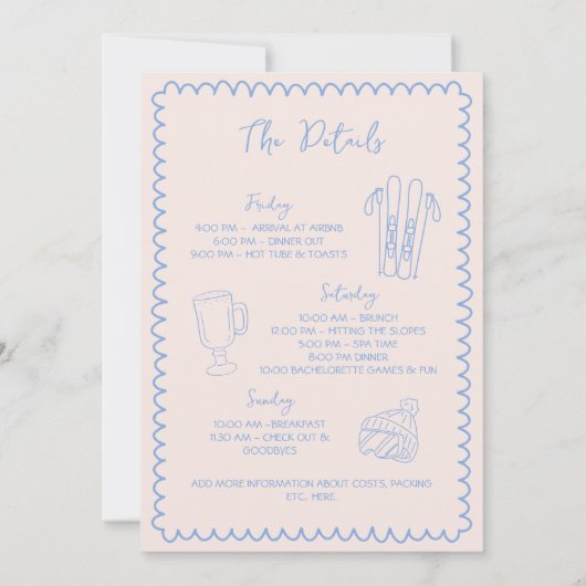 Letzten Toast auf den Pisten Bachelorette Wochenen Einladung (Rückseite)