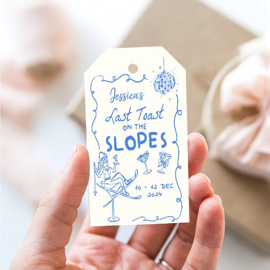 Letzten Toast auf den Pisten Bachelorette Wochenen Geschenkanhänger