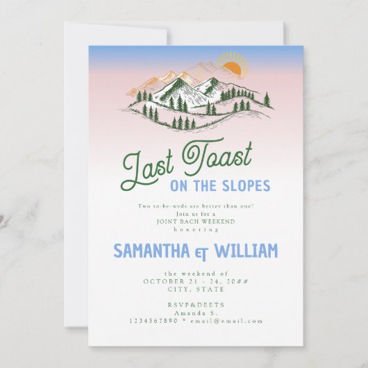 Letzten Toast auf den Pisten Joint Bach Ski Weeken Einladung (Vorderseite)