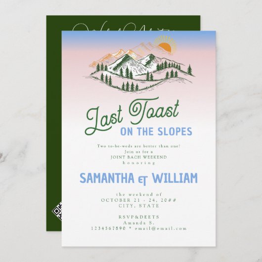 Letzten Toast auf den Pisten Joint Bach Ski Weeken Einladung (Vorne/Hinten)