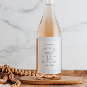 Letzten Toast auf der Blue Bachelorette der Küste Weinetikett