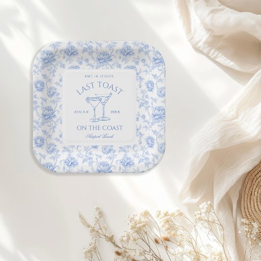 Letzten Toast auf der Flora-Küste Bachelorette Pappteller